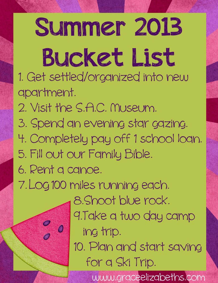 summer 2013 bucket list