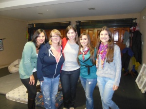 A group of us at Girls' Night!  Norma, Ellie (from the UK), Me, Rocio and Flor